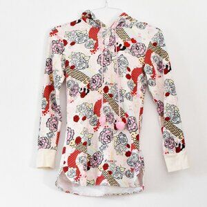 PJ COUTURE Graphic Floral Tattoo Y2K Cotton Flannel Nightgown Pajama | Size M